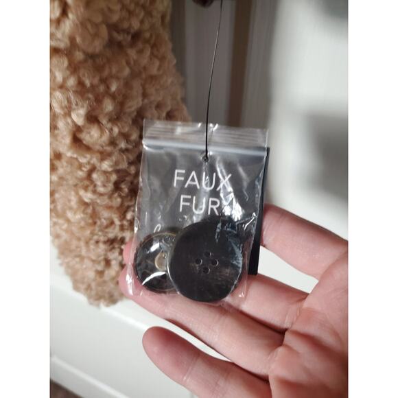 Sam Edelman NWT Camel Brown Long Soft Teddy Coat Faux Leather Accents Women's XL - Picture 7 of 16